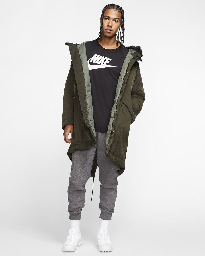 Camiseta Nike Sportswear Long-Sleeve Hombre Gris Oscuro Negras | MIWCR-6023