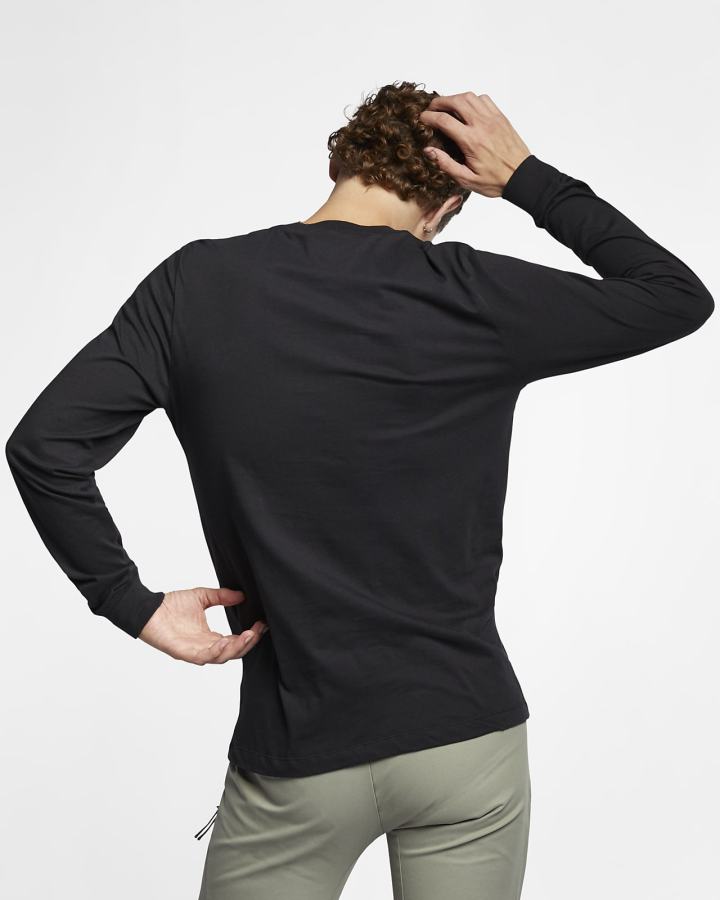 Camiseta Nike Sportswear Long-Sleeve Hombre Negras Blancas | PINGS-4587
