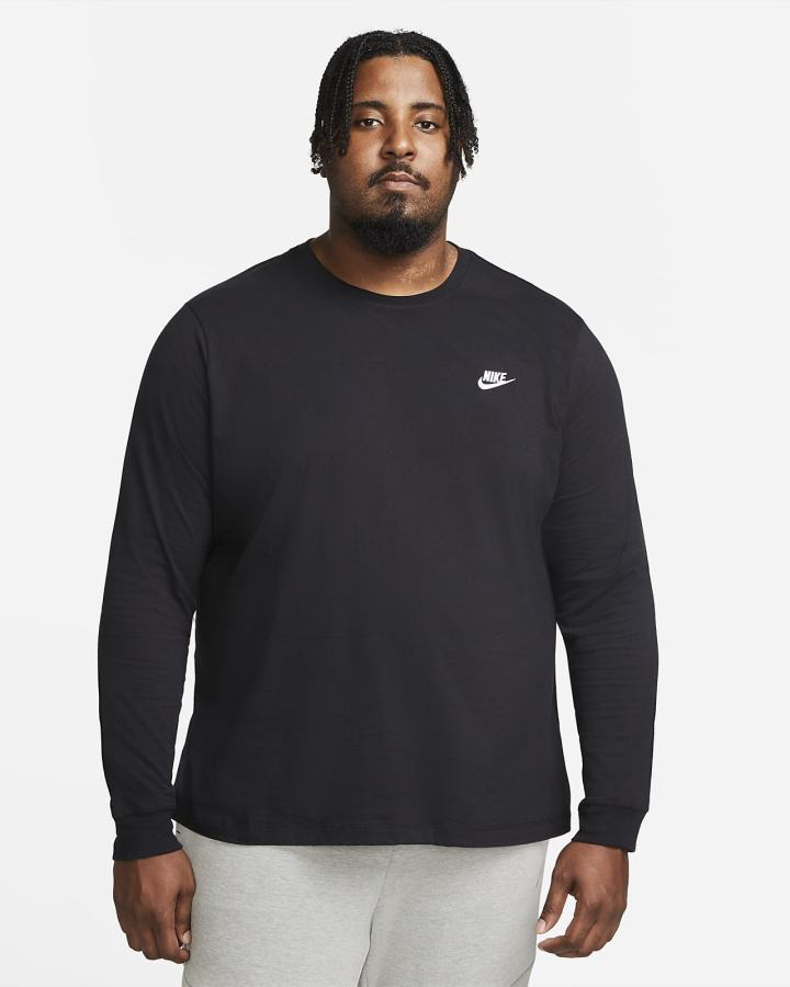 Camiseta Nike Sportswear Long-Sleeve Hombre Negras Blancas | PINGS-4587