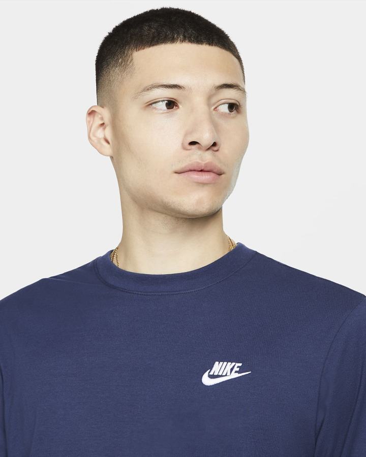 Camiseta Nike Sportswear Long-Sleeve Hombre Azul Marino Blancas | XFTOY-0815
