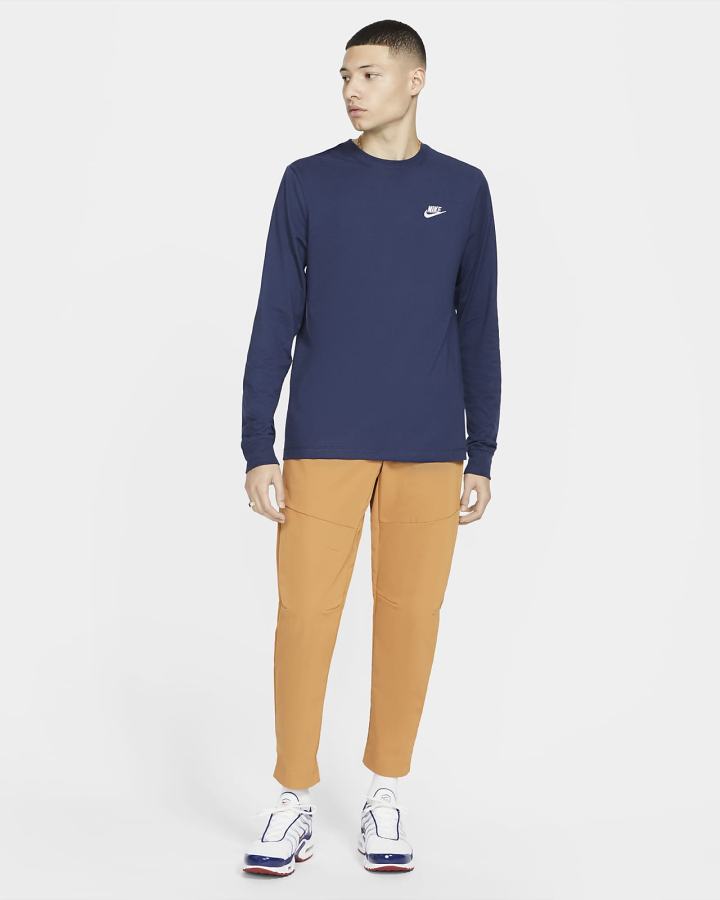 Camiseta Nike Sportswear Long-Sleeve Hombre Azul Marino Blancas | XFTOY-0815