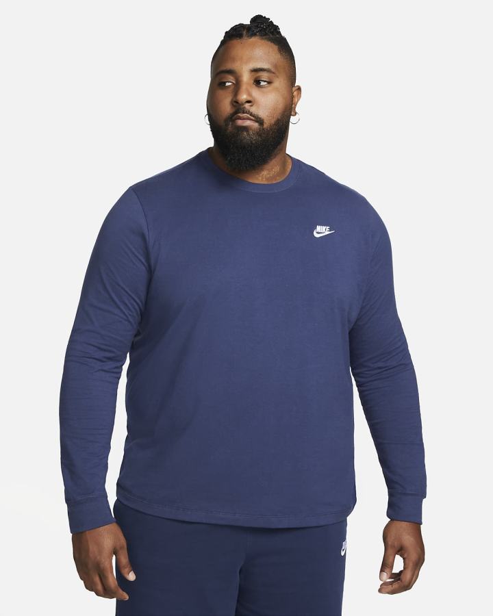 Camiseta Nike Sportswear Long-Sleeve Hombre Azul Marino Blancas | XFTOY-0815
