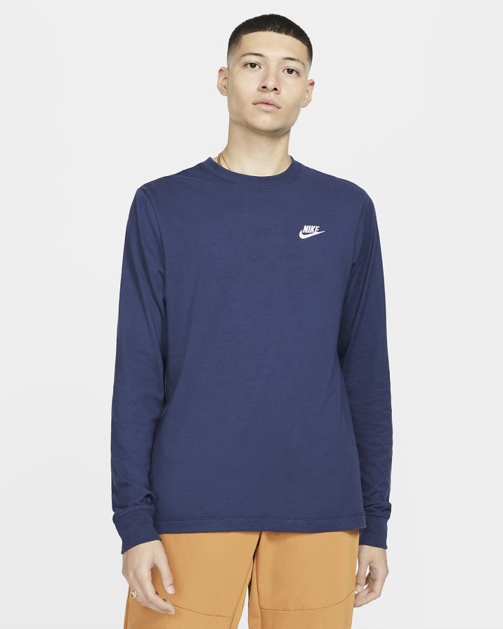 Camiseta Nike Sportswear Long-Sleeve Hombre Azul Marino Blancas | XFTOY-0815