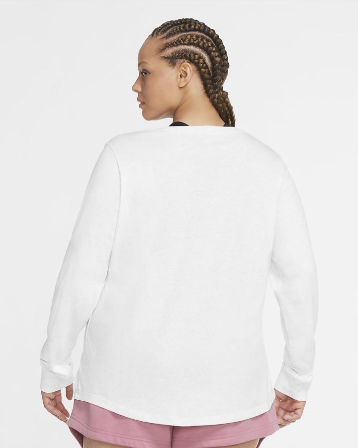 Camiseta Nike Sportswear Long-Sleeve Mujer Blancas Negras | ASECV-1325