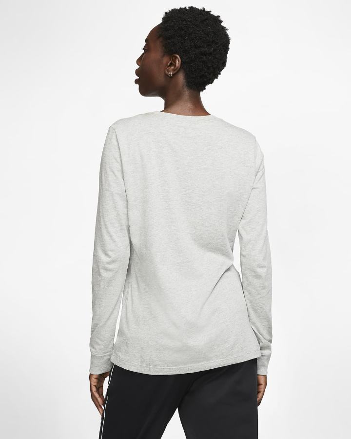 Camiseta Nike Sportswear Long-Sleeve Mujer Gris Oscuro Negras | DEVNY-9205
