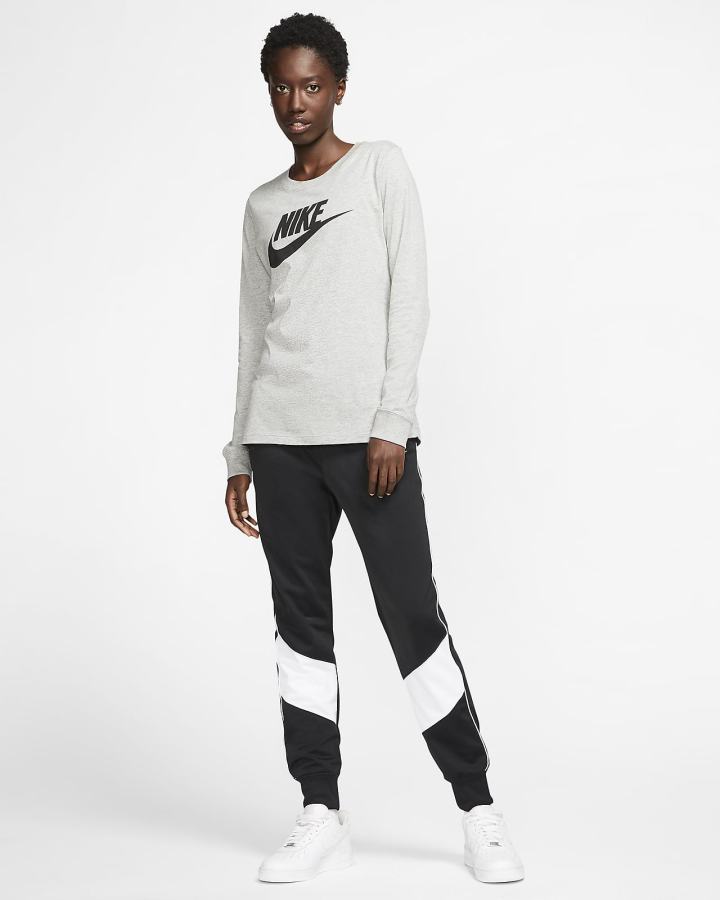 Camiseta Nike Sportswear Long-Sleeve Mujer Gris Oscuro Negras | DEVNY-9205