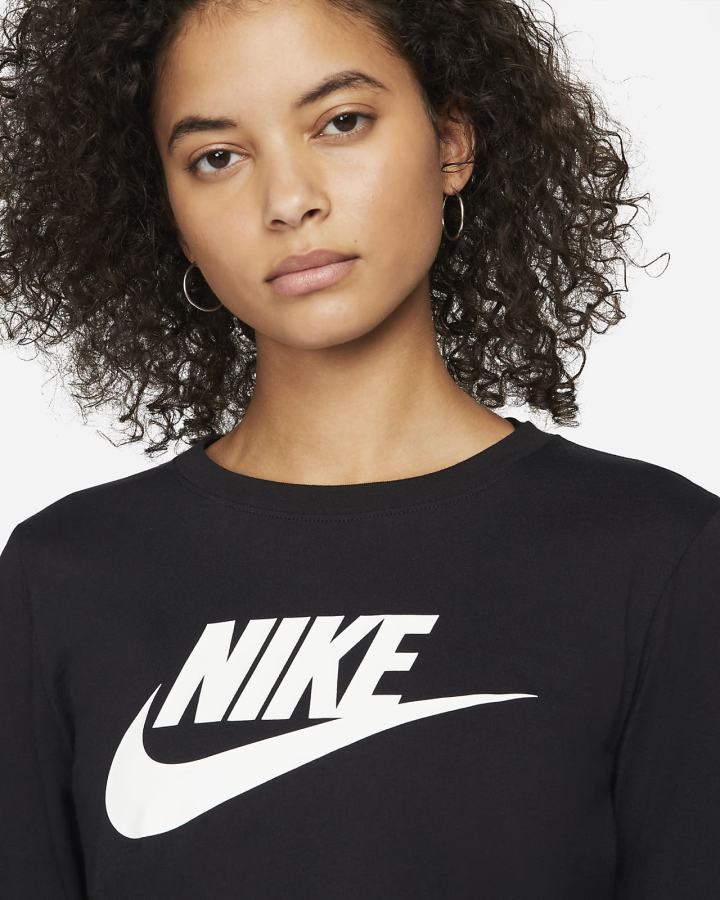 Camiseta Nike Sportswear Long-Sleeve Mujer Negras Blancas | JKCNA-4609
