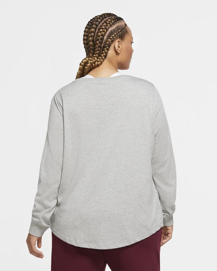 Camiseta Nike Sportswear Long-Sleeve Mujer Gris Oscuro Negras | KGYTC-3214