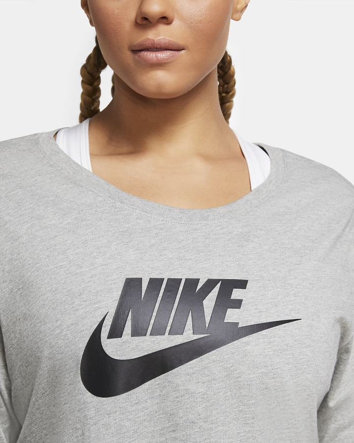 Camiseta Nike Sportswear Long-Sleeve Mujer Gris Oscuro Negras | KGYTC-3214