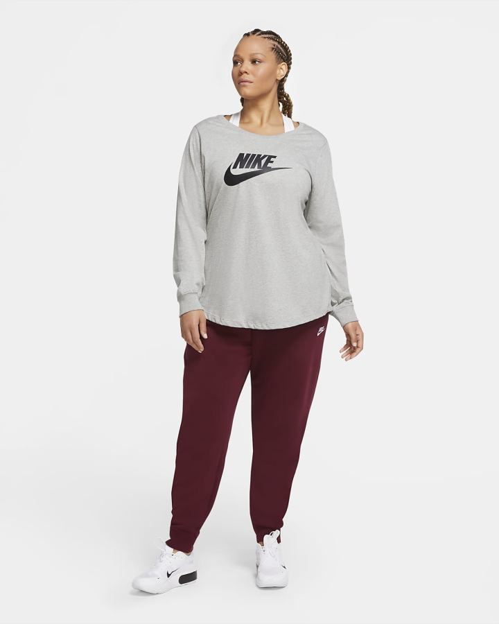 Camiseta Nike Sportswear Long-Sleeve Mujer Gris Oscuro Negras | KGYTC-3214