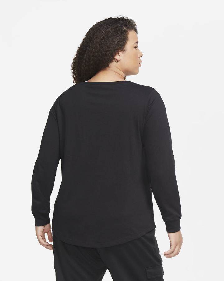 Camiseta Nike Sportswear Long-Sleeve Mujer Negras Blancas | QMLGN-3976