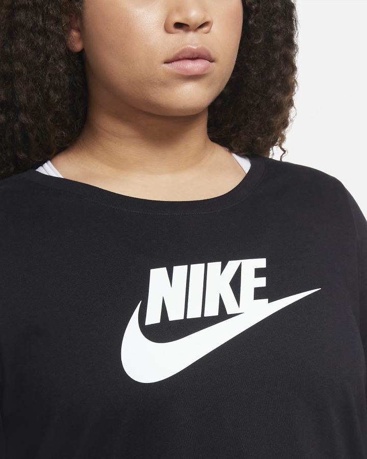 Camiseta Nike Sportswear Long-Sleeve Mujer Negras Blancas | QMLGN-3976