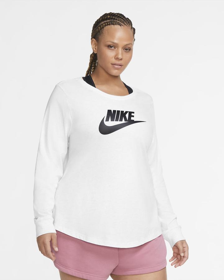 Camiseta Nike Sportswear Long-Sleeve Mujer Negras Blancas | QMLGN-3976