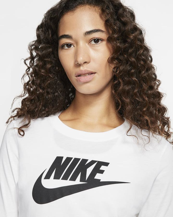 Camiseta Nike Sportswear Long-Sleeve Mujer Blancas Negras | ZNFKR-6381