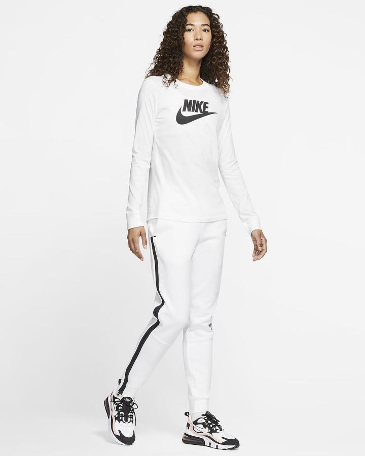 Camiseta Nike Sportswear Long-Sleeve Mujer Blancas Negras | ZNFKR-6381