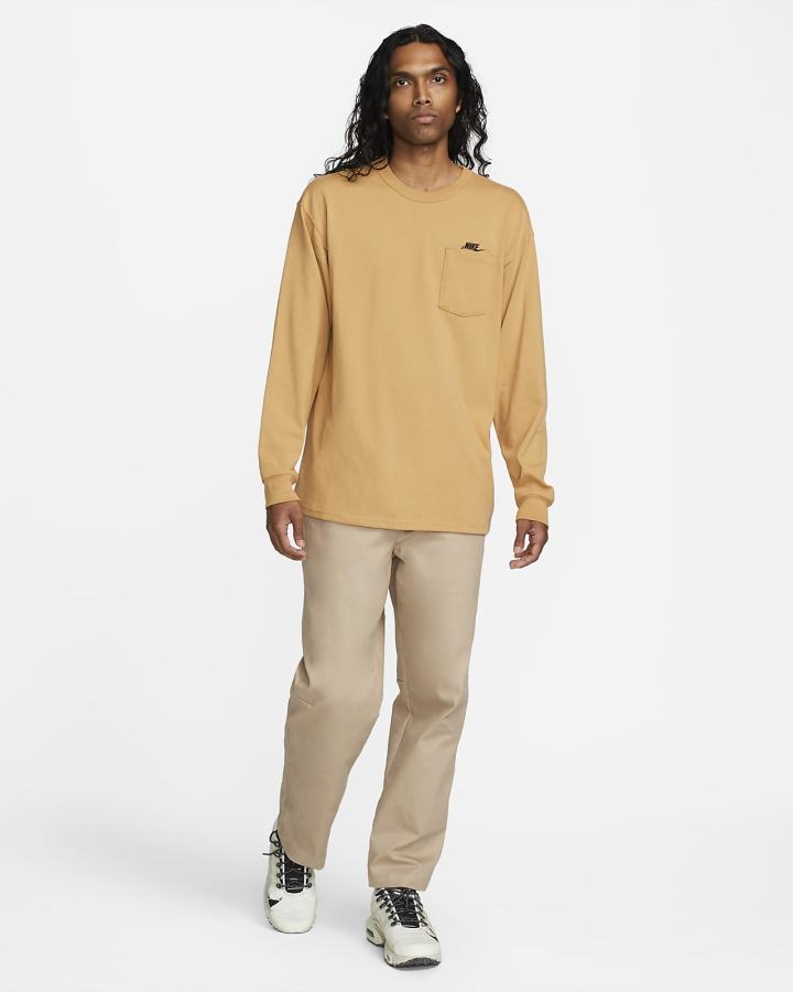 Camiseta Nike Sportswear Premium Essentials Long-Sleeve Pocket Hombre Doradas | JKBWS-9125