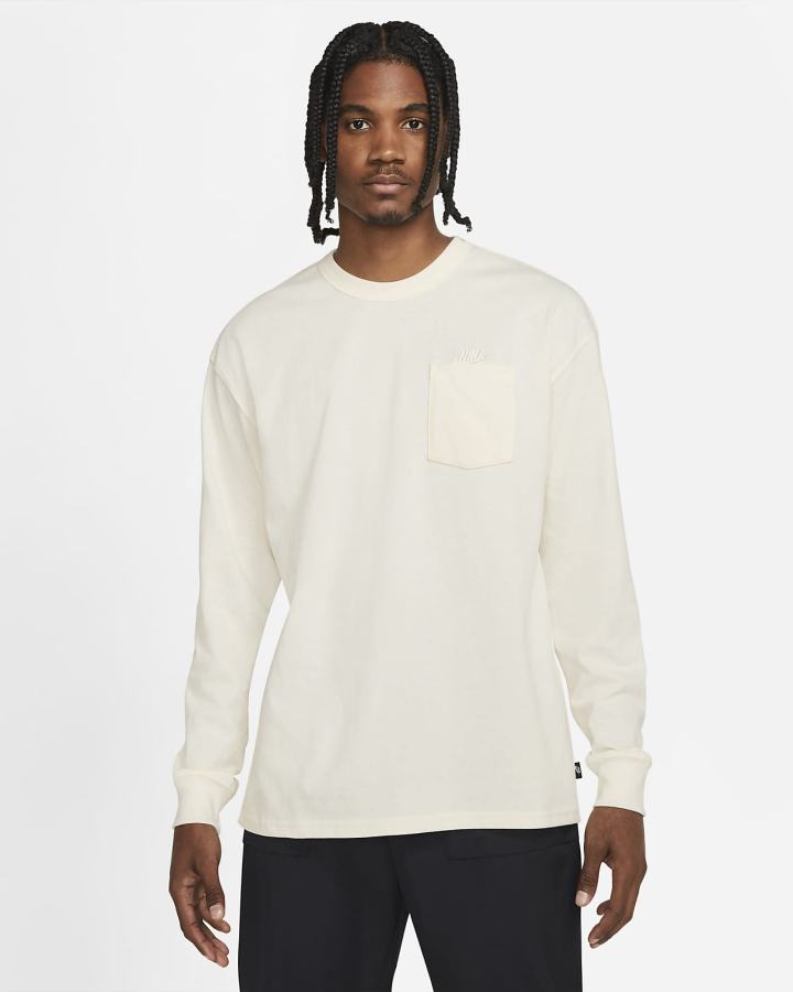 Camiseta Nike Sportswear Premium Essentials Long-Sleeve Pocket Hombre Blancas | PCKYX-1607