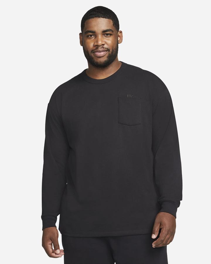 Camiseta Nike Sportswear Premium Essentials Long-Sleeve Pocket Hombre Negras | QHORX-8273