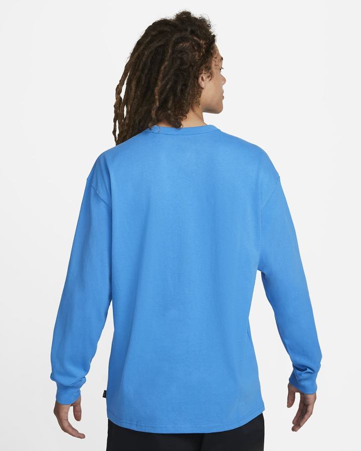 Camiseta Nike Sportswear Premium Essentials Long-Sleeve Pocket Hombre Azules Claro Negras | SIOXD-4385