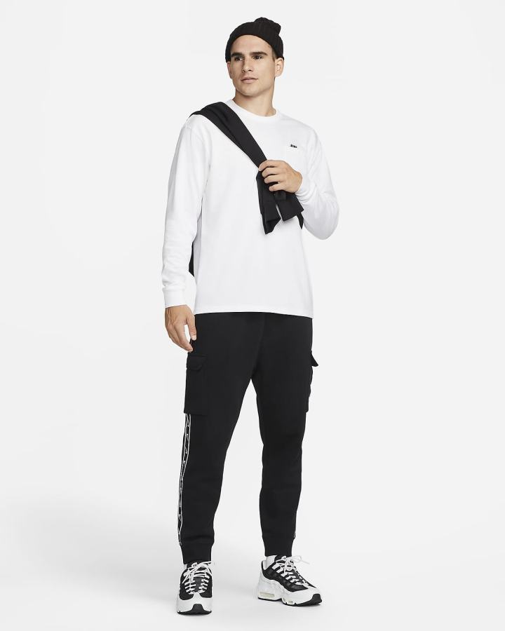 Camiseta Nike Sportswear Premium Essentials Long-Sleeve Pocket Hombre Blancas Negras | YZQLE-7063