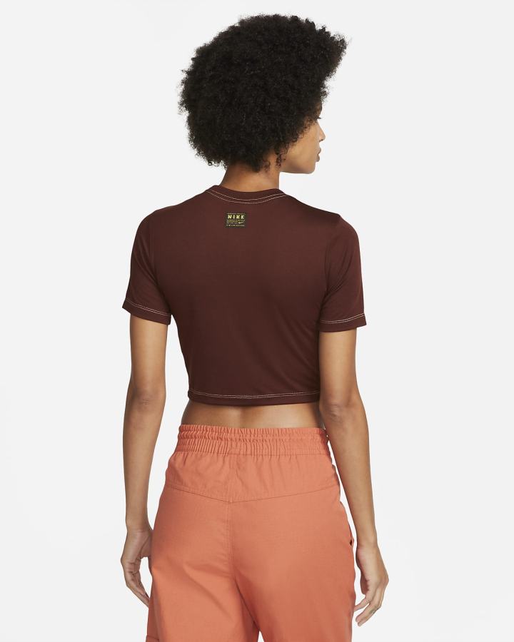 Camiseta Nike Sportswear Slim Fit Cropped Mujer Marrones Naranjas | FQUKD-5876