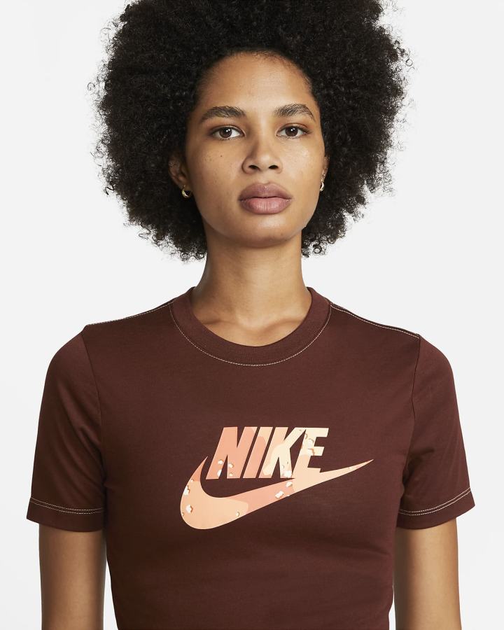 Camiseta Nike Sportswear Slim Fit Cropped Mujer Marrones Naranjas | FQUKD-5876