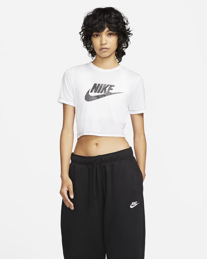 Camiseta Nike Sportswear Slim Fit Cropped Mujer Blancas Gris | NCGUR-2165