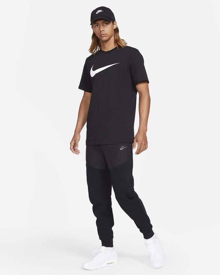 Camiseta Nike Sportswear Swoosh Hombre Negras Blancas | QNGWC-9185