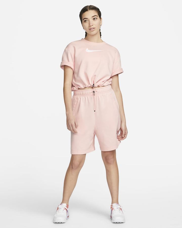Camiseta Nike Sportswear Swoosh Short Sleeve Crop Top (Plus Size) Mujer Naranjas Blancas | HUFAN-3265