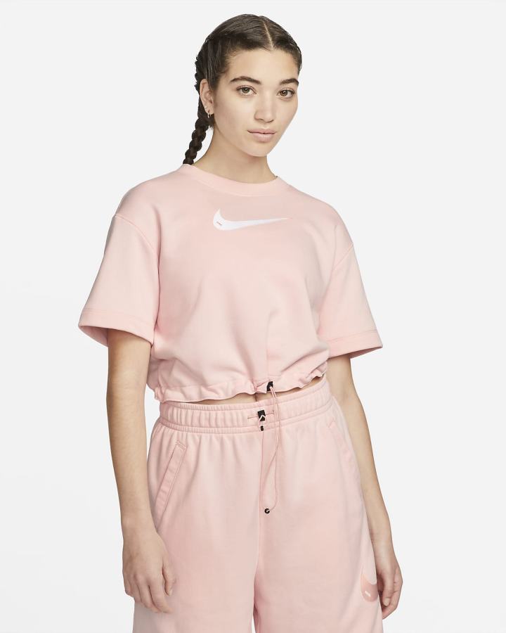 Camiseta Nike Sportswear Swoosh Short Sleeve Crop Top (Plus Size) Mujer Naranjas Blancas | HUFAN-3265