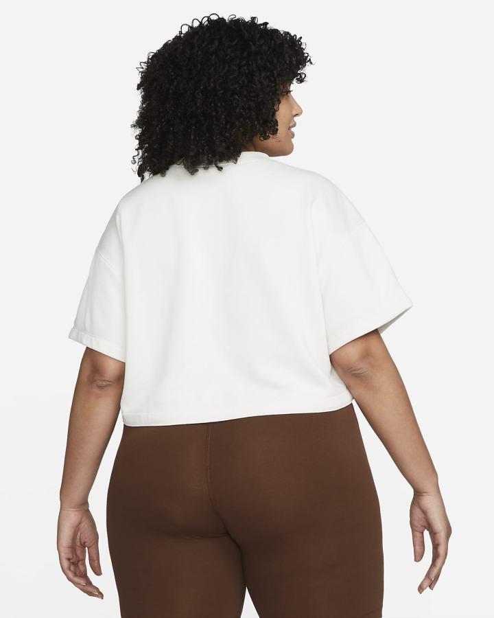Camiseta Nike Sportswear Swoosh Short Sleeve Crop Top (Plus Size) Mujer Negras | PTZFJ-3762