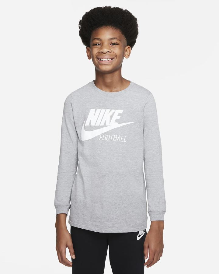 Camiseta Nike Swoosh Kids Long-Sleeve Niño Gris Oscuro | CBOPY-5021