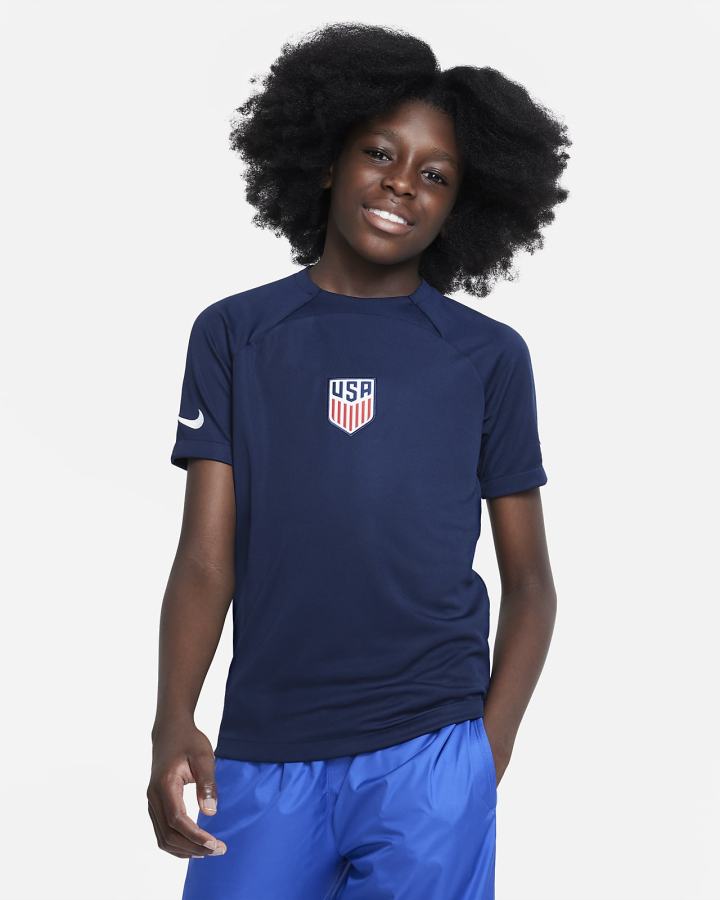 Camiseta Nike U.S. Academy Pro Kids Dri-FIT Short-Sleeve Soccer Top Niño Obsidian Blancas | DTRSA-9068