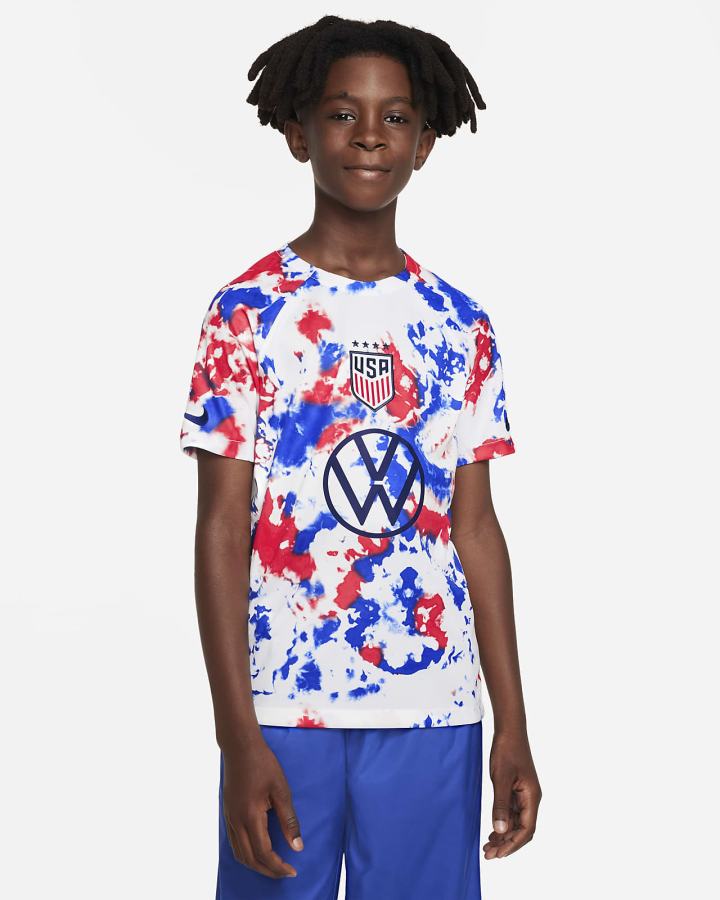 Camiseta Nike U.S. Kids Dri-FIT Pre-Match Soccer Top Niño Blancas Azules | VGRJS-8263