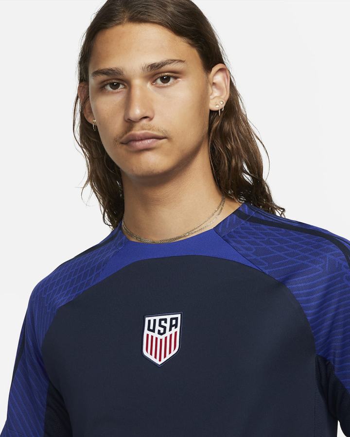 Camiseta Nike U.S. Strike Dri-FIT Short-Sleeve Soccer Top Hombre Obsidian Azules Claro Blancas | KXUWE-0496