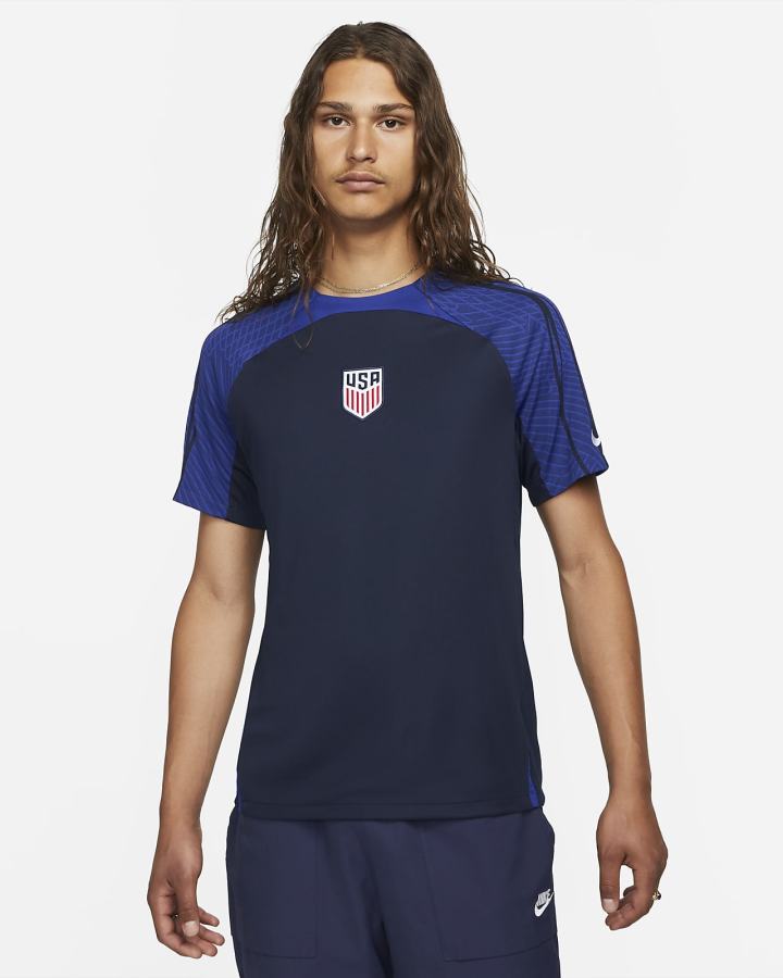 Camiseta Nike U.S. Strike Dri-FIT Short-Sleeve Soccer Top Hombre Obsidian Azules Claro Blancas | KXUWE-0496