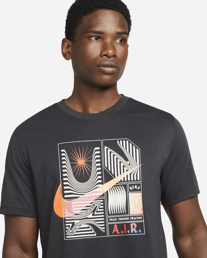 Camiseta Nike Yoga Dri-FIT A.I.R. Hombre Gris Oscuro | OCVFP-9368