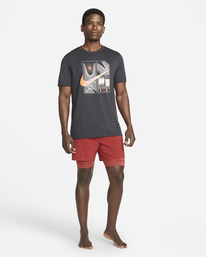 Camiseta Nike Yoga Dri-FIT A.I.R. Hombre Gris Oscuro | OCVFP-9368
