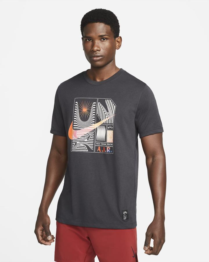 Camiseta Nike Yoga Dri-FIT A.I.R. Hombre Gris Oscuro | OCVFP-9368