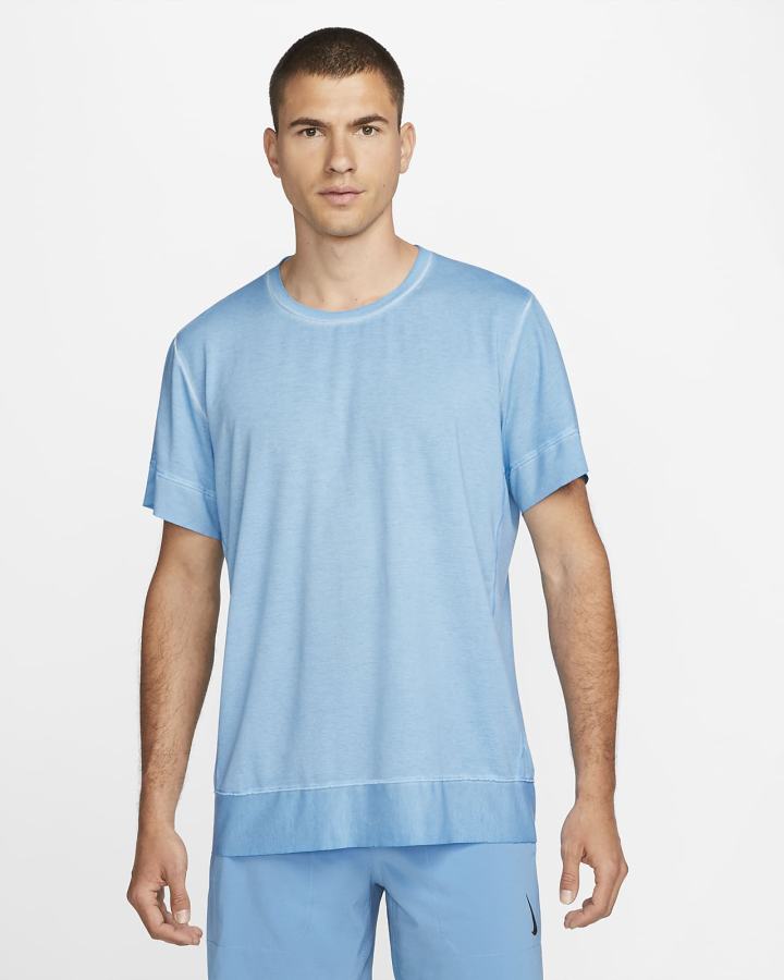 Camiseta Nike Yoga Dri-FIT Top Hombre Azules Gris | IDORA-6719