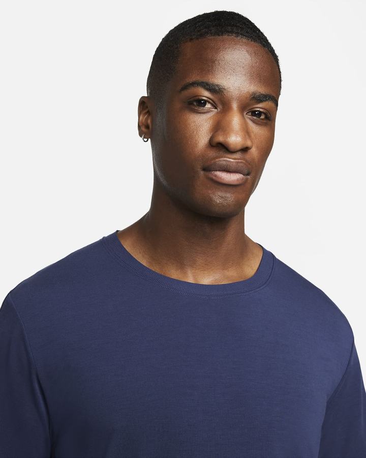 Camiseta Nike Yoga Dri-FIT Top Hombre Azul Marino Gris | RTPAY-1937