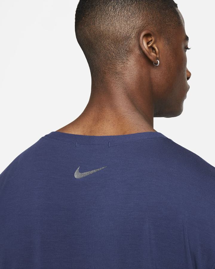 Camiseta Nike Yoga Dri-FIT Top Hombre Azul Marino Gris | RTPAY-1937