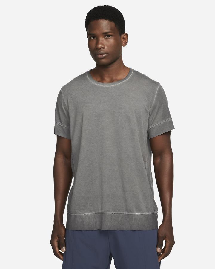 Camiseta Nike Yoga Dri-FIT Top Hombre Gris Oscuro | OXWSU-5672