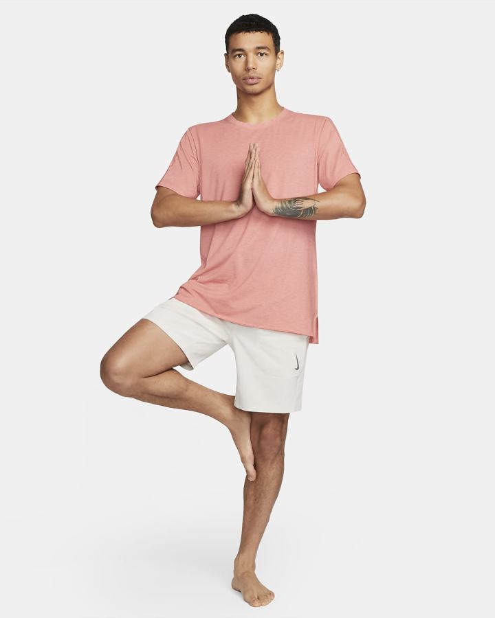 Camiseta Nike Yoga Dri-FIT Top Hombre Rosas Gris | OIJXG-2746
