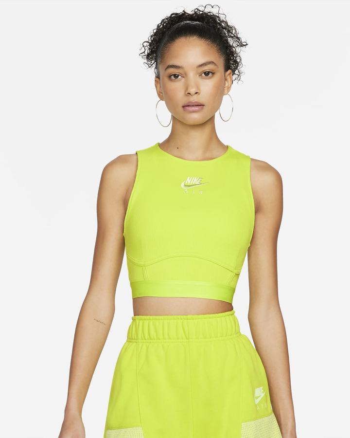 Camiseta Tirantes Nike Air Acanalado Mujer Verde | MVCEU-7365
