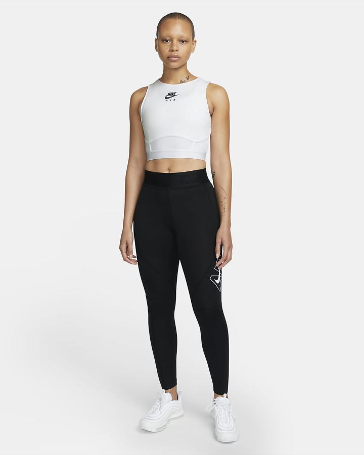 Camiseta Tirantes Nike Air Acanalado Mujer Blancas Negras | TYSIR-5681