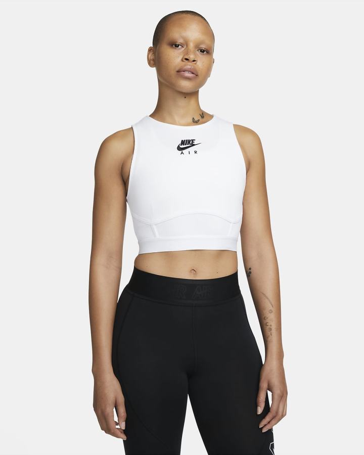 Camiseta Tirantes Nike Air Acanalado Mujer Blancas Negras | TYSIR-5681