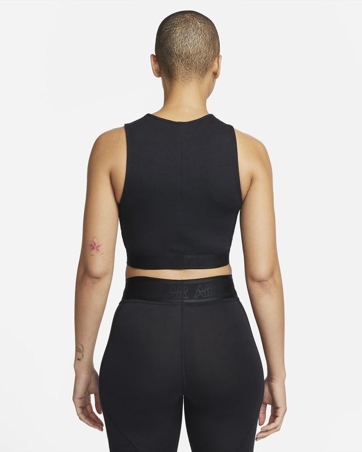 Camiseta Tirantes Nike Air Acanalado Mujer Negras Blancas | ZJIAW-4236