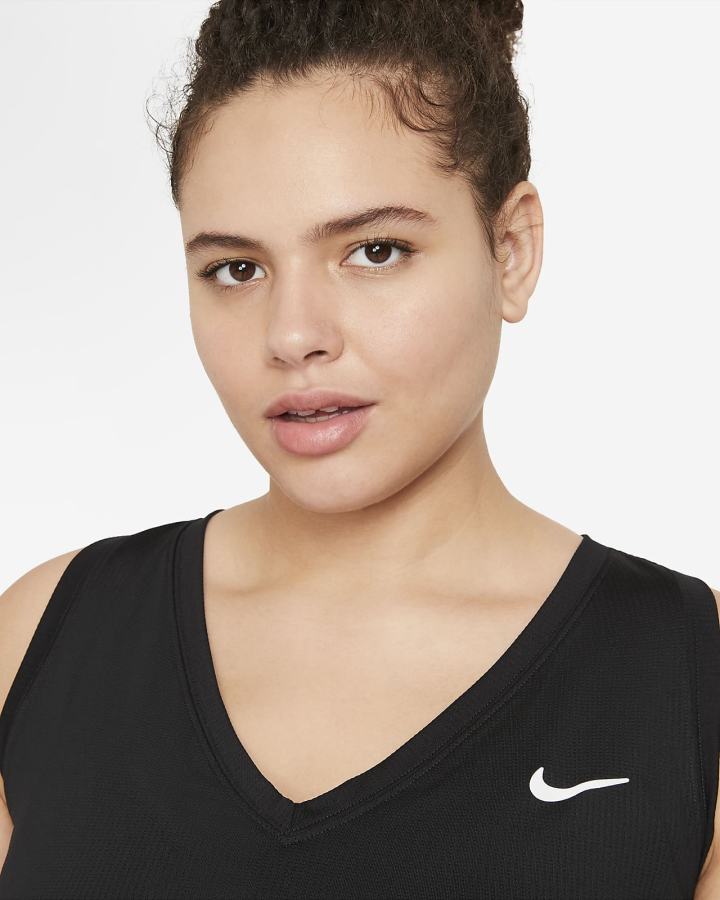 Camiseta Tirantes Nike Court Victory Tennis (Plus Size) Mujer Negras Blancas | PWDUN-3529