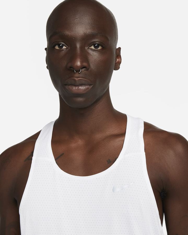 Camiseta Tirantes Nike Dri-FIT Fast Racing Singlet Hombre Blancas | HLFSW-2068
